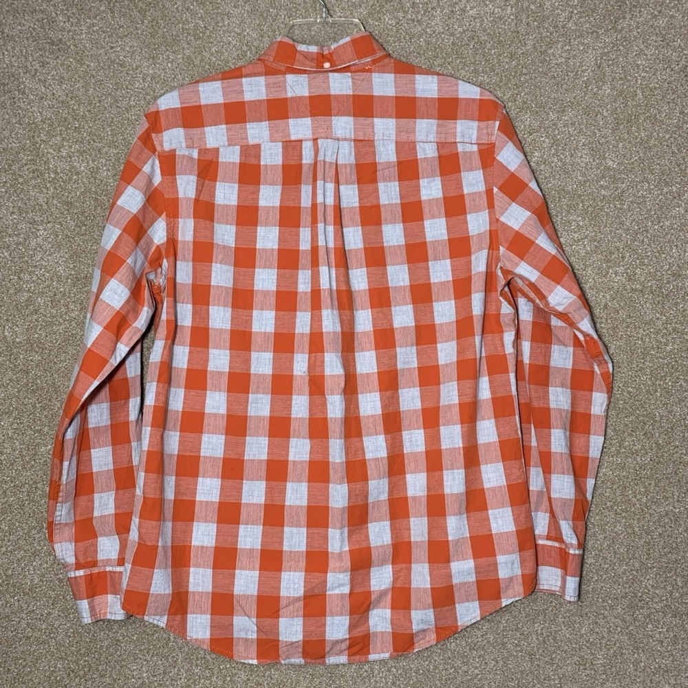 Tommy Hilfiger Dress Shirt Men's Custom Fit Large Button Down Orange Plaid - Picture 6 of 6